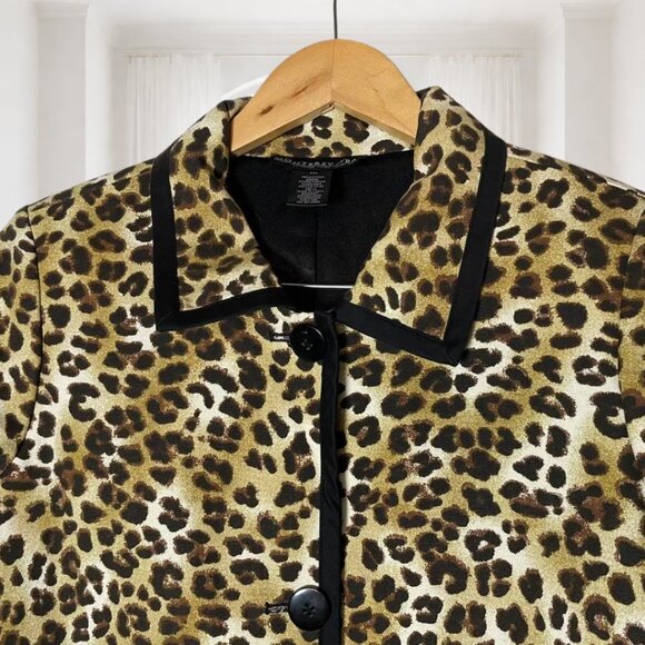 Monterey Bay Leopard Print Cotton Blazer Petite Medium Lined Animal Print Jacket - Picture 6 of 15